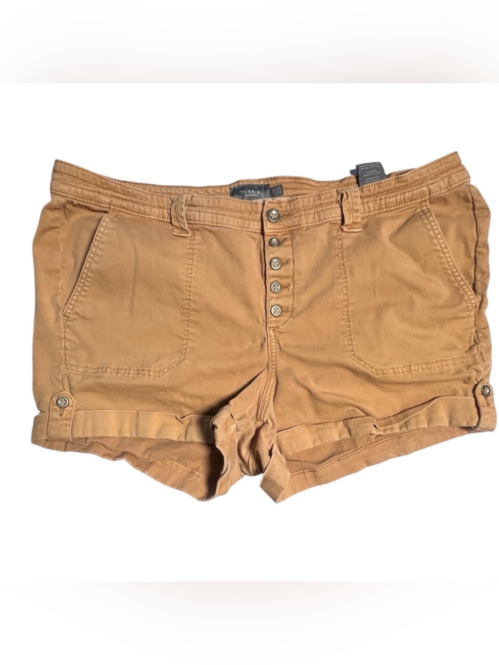Torrid dusty brown button fly twill cuffed leg shorts size 22
